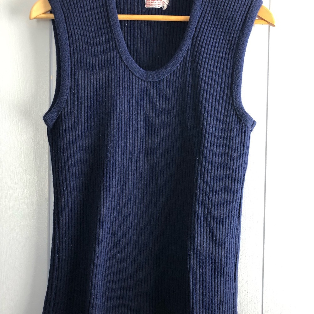 Montgomery Ward Vinage Navy Blue Sleeveless Sweater